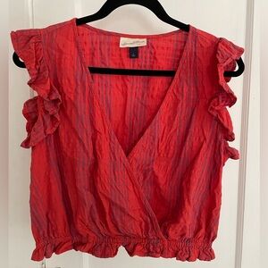 Universal Threads Cropped Elastic Crossover Ruffle Top